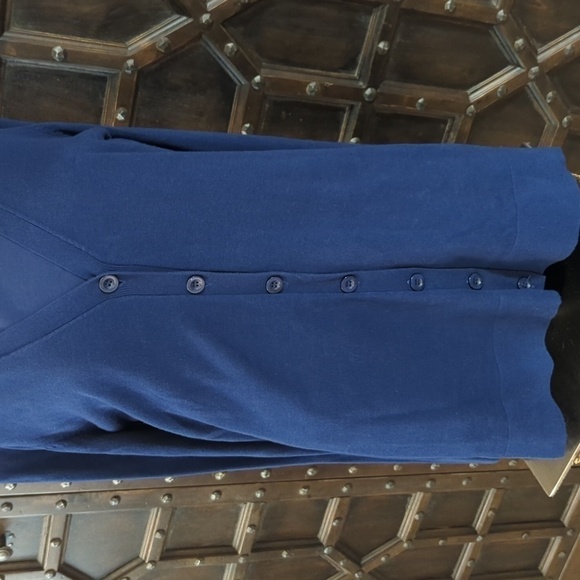 Two-piece size blue L tall cardigan and tank set in blue, button up long sleeve - Picture 2 of 5